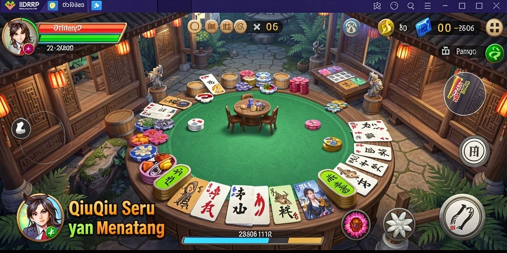 Screenshot gameplay IDRRP menampilkan kartu QiuQiu yang menarik.
