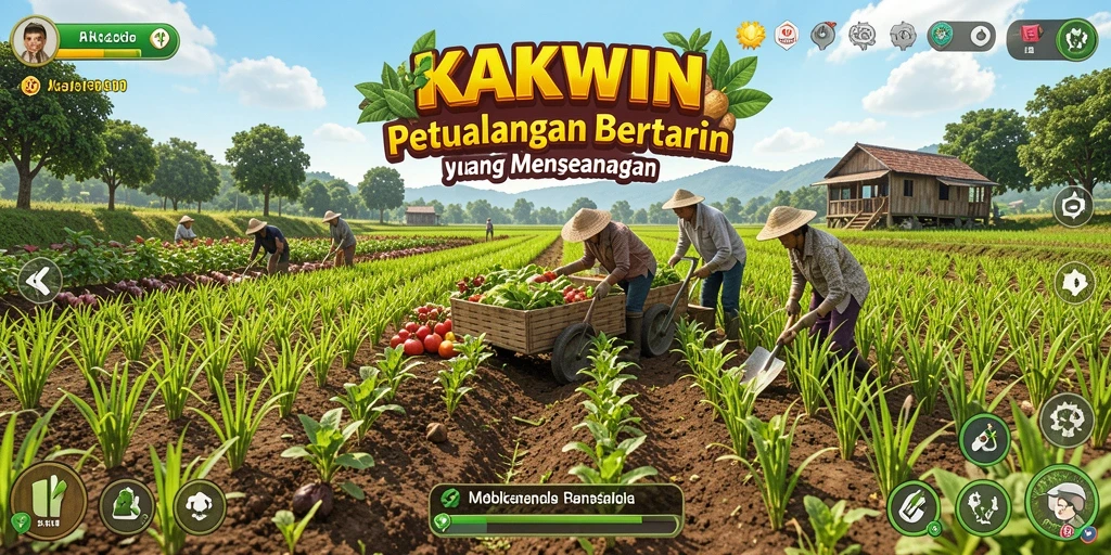 Tampilan gameplay KAKWIN dengan petualangan bertani yang seru.