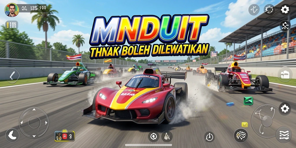 Gameplay seru dan menegangkan dalam balapan MNDUIT.