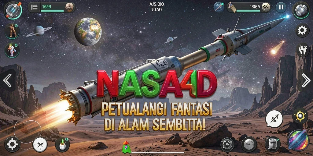 Tangkapan layar gameplay NASA4D yang menampilkan aksi pertarungan luar angkasa.