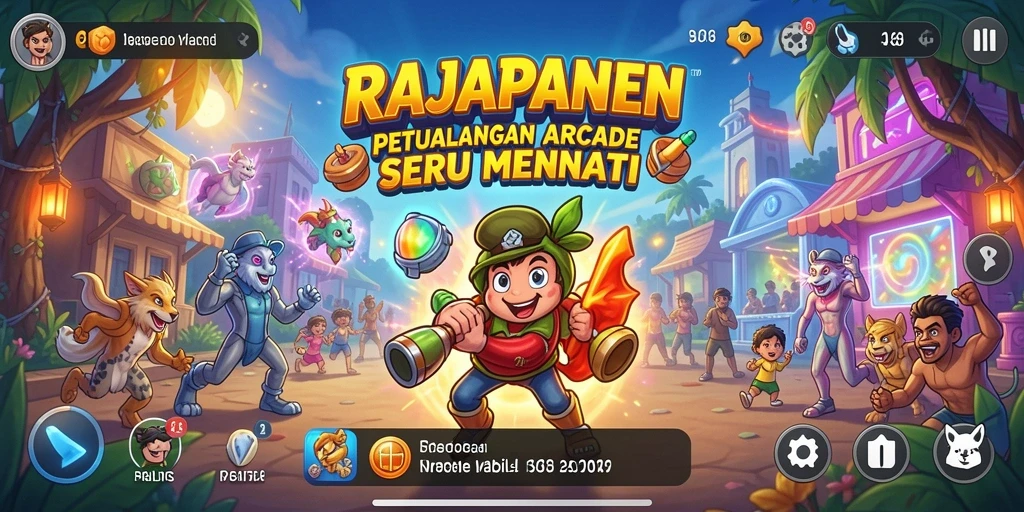 Tampilan gameplay seru RAJAPANEN dengan karakter dan rintangan menarik.
